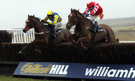 Horse racing action shot.