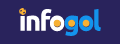 Transparent Infogol logo, on a blue background.