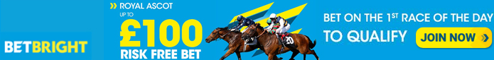 Get a risk free bet of up to £100 when you bet on the first race of the day with BetBright!