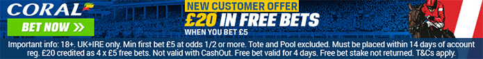 £20 in free bets when you bet £5 £20 in free bets when you bet £5