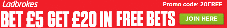 18+ New UK+IRE customers. Paypal and certain deposit types and bet types excluded. Min £5 bet within 14 days of account reg at min odds 1/2 = 4 x £5 free bets. Free bets valid for 7 days on sports, stake not returned, restrictions apply. T&Cs apply. bet £5 get £20 in free bets