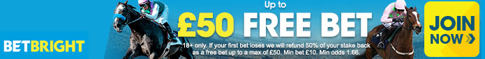 Get up to £50 back (half your stake) as a free bet if your first bet loses up to £50 free bet
